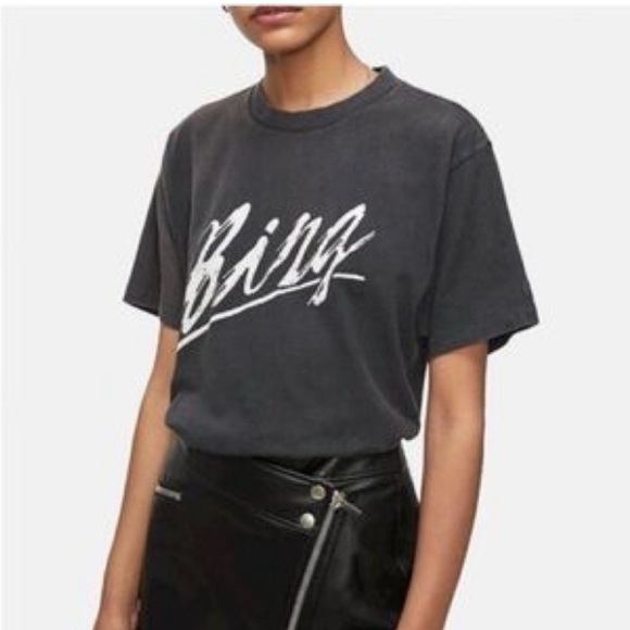 Anine Bing Short Sleeve Tee Lili Basic Bing in Vintage Black - Picture 1 of 6